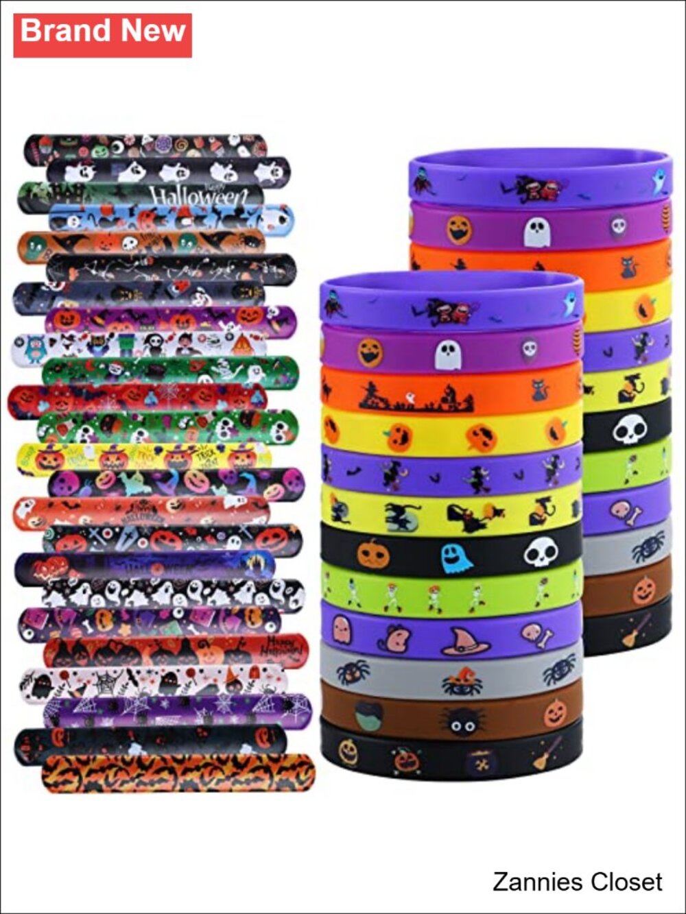 👻 48pc Halloween Slap Bracelets Rubber Wristbands Party Favors Treat Bags